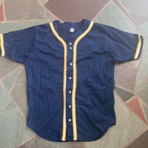 NWOT Navy Baseball Jersey with Gold and White Trim